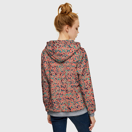 Женская толстовка на молнии Розово-бирюзовый абстрактный / 3D-Меланж – фото 4