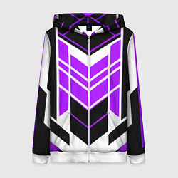 Толстовка на молнии женская Purple and black stripes on a white background, цвет: 3D-белый