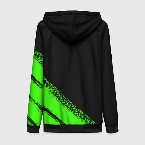 Женская толстовка на молнии Kawasaki - logo / 3D-Черный – фото 2