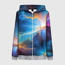 Толстовка на молнии женская Космический пейзаж - галактики, цвет: 3D-меланж
