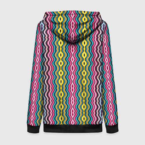 Женская толстовка на молнии Абстрактные разноцветные вертикальные полосы / 3D-Черный – фото 2