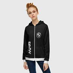 Толстовка на молнии женская BMW logo white auto, цвет: 3D-белый — фото 2