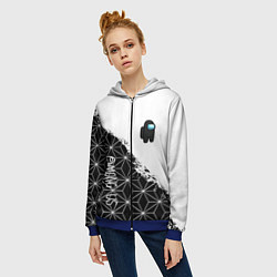 Толстовка на молнии женская Among us mobile game retro, цвет: 3D-синий — фото 2