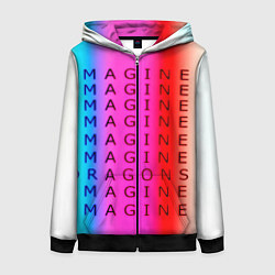 Толстовка на молнии женская Imagine Dragons neon rock, цвет: 3D-черный