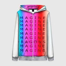 Толстовка на молнии женская Imagine Dragons neon rock, цвет: 3D-меланж
