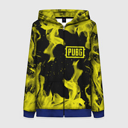 Толстовка на молнии женская PUBG жёлтый огонь, цвет: 3D-синий