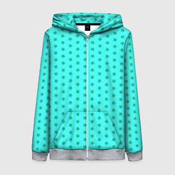 Толстовка на молнии женская Паттерн неоновый циан со звездами, цвет: 3D-меланж