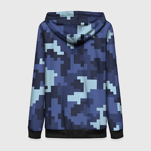 Женская толстовка на молнии Пиксельный камуфляж текстура / 3D-Черный – фото 2