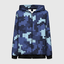 Толстовка на молнии женская Пиксельный камуфляж текстура, цвет: 3D-черный