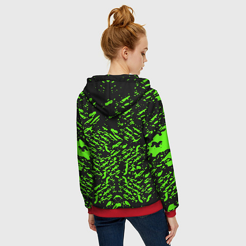 Женская толстовка на молнии Razer краски зелёные / 3D-Красный – фото 4