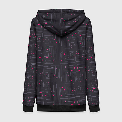 Женская толстовка на молнии Розовые треугольники на темном / 3D-Черный – фото 2