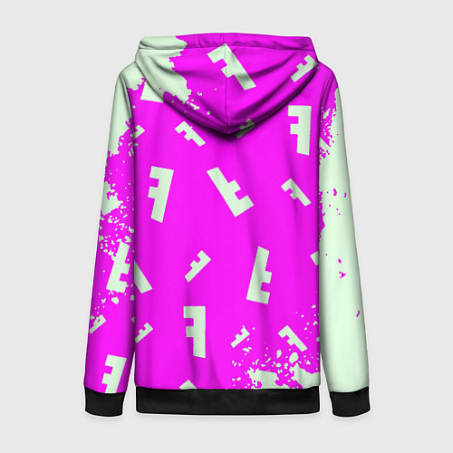 Женская толстовка на молнии Fortnite pattern pink / 3D-Черный – фото 2