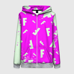 Женская толстовка на молнии Fortnite pattern pink