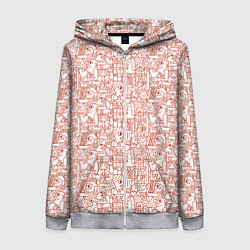 Толстовка на молнии женская Дудл мужчина дарит сердце, цвет: 3D-меланж