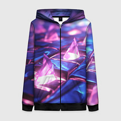Толстовка на молнии женская Абстракция из блестящих камней и плит, цвет: 3D-черный