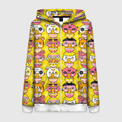 Толстовка на молнии женская Детишки и зверушки едят рамен, цвет: 3D-белый