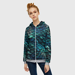 Толстовка на молнии женская Перламутровая змеиная кожа, цвет: 3D-меланж — фото 2