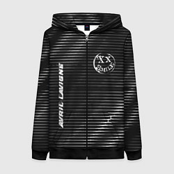 Толстовка на молнии женская Avril Lavigne metal rock lines, цвет: 3D-черный