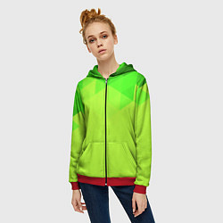 Толстовка на молнии женская Кислотная геометрия лайм, цвет: 3D-красный — фото 2