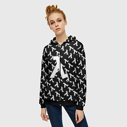 Толстовка на молнии женская Half liife logo pattern, цвет: 3D-черный — фото 2