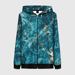 Толстовка на молнии женская Мраморная текстура с золотом, цвет: 3D-черный