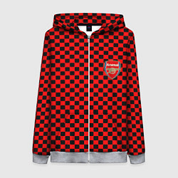 Толстовка на молнии женская Arsenal текстура клетка, цвет: 3D-меланж