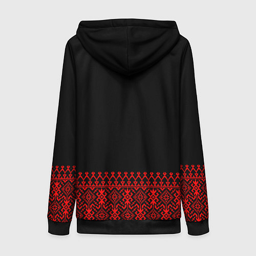 Женская толстовка на молнии Вышиванка узор с символикой / 3D-Черный – фото 2