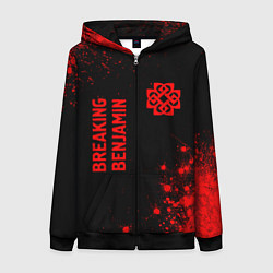 Толстовка на молнии женская Breaking Benjamin - red gradient вертикально, цвет: 3D-черный