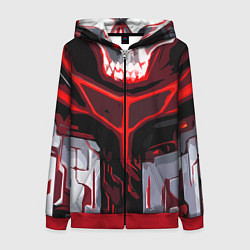 Толстовка на молнии женская Red stripes on a black and white background, цвет: 3D-красный