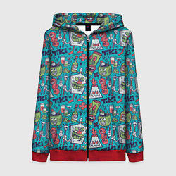 Толстовка на молнии женская Гавайская вечеринка, цвет: 3D-красный