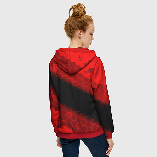 Женская толстовка на молнии Portal hexagon pattern / 3D-Красный – фото 4
