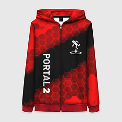 Толстовка на молнии женская Portal hexagon pattern, цвет: 3D-красный