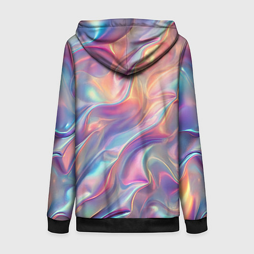 Женская толстовка на молнии Перламутровый голографический градиент / 3D-Черный – фото 2