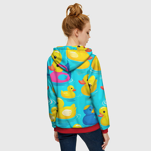 Женская толстовка на молнии Плавающие уточки / 3D-Красный – фото 4