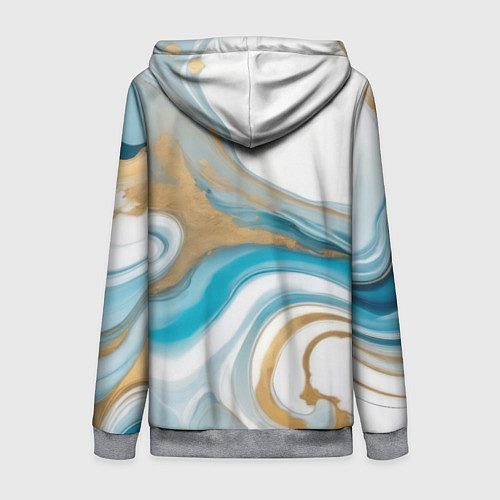 Женская толстовка на молнии Бело-голубой с золотом абстрактный узор / 3D-Меланж – фото 2
