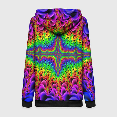 Женская толстовка на молнии Фрактальный узор психоделика / 3D-Черный – фото 2