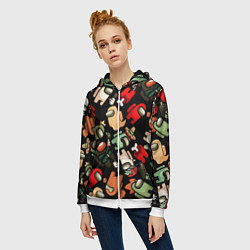 Толстовка на молнии женская Персонажи Among us, цвет: 3D-белый — фото 2