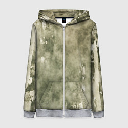 Толстовка на молнии женская Текстура гранж хаки, цвет: 3D-меланж
