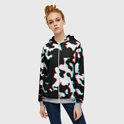 Толстовка на молнии женская Камуфляж глитч, цвет: 3D-меланж — фото 2