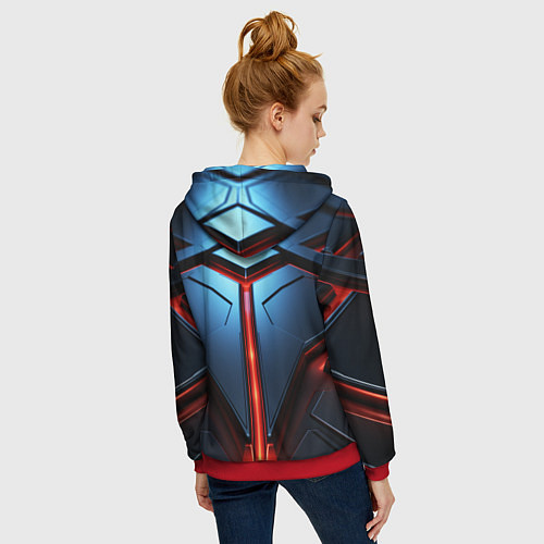 Женская толстовка на молнии Разлом плит под углом с красным светом / 3D-Красный – фото 4