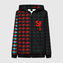 Толстовка на молнии женская Sally face текстура глитч, цвет: 3D-черный