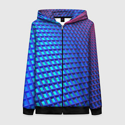 Толстовка на молнии женская Неоновая клетка текстура, цвет: 3D-черный