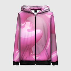 Толстовка на молнии женская Розовые краски абстракция, цвет: 3D-черный