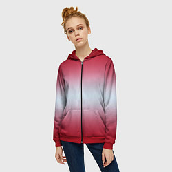 Толстовка на молнии женская Gradient color, цвет: 3D-красный — фото 2