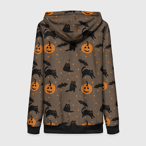 Женская толстовка на молнии Хэллоуин и кот / 3D-Черный – фото 2