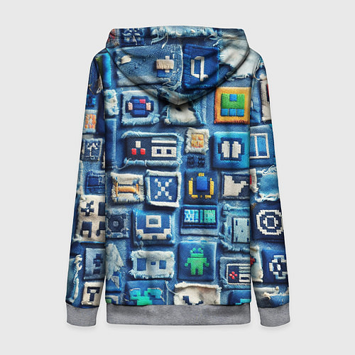 Женская толстовка на молнии Пэчворк с геймерскими знаками / 3D-Меланж – фото 2