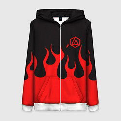 Толстовка на молнии женская Linkin park logo fire, цвет: 3D-белый