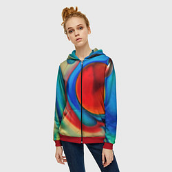 Толстовка на молнии женская Жидкие цветные краски, цвет: 3D-красный — фото 2