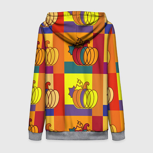 Женская толстовка на молнии Тыква разноцветная / 3D-Меланж – фото 2