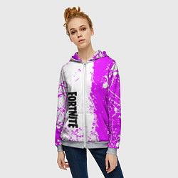 Толстовка на молнии женская Fortnite pink color, цвет: 3D-меланж — фото 2